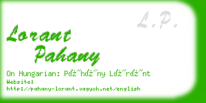 lorant pahany business card